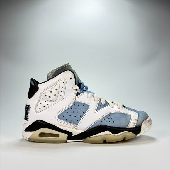 Nike Air Jordan 6 Retro UNC Home White Blue Basketball 384665-410 Youth Size 4Y - Picture 1 of 10